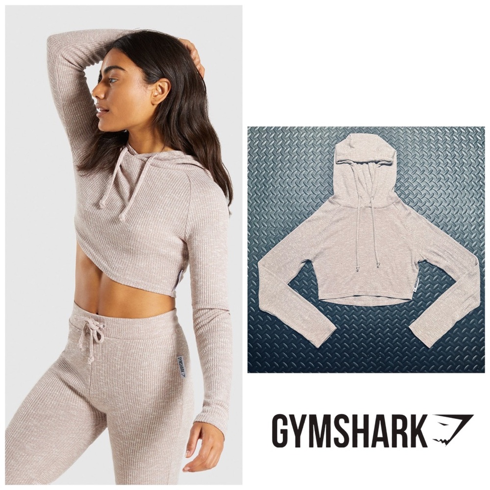 Gymshark Slounge women’s cropped Taupe beige tan hoodie